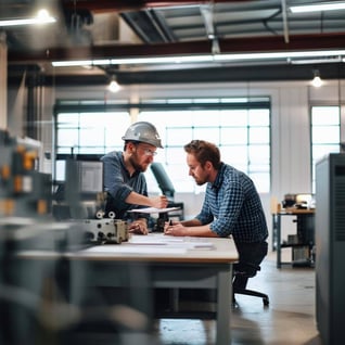 2 managers doing planning and scheduling for a machine shop in a closed office