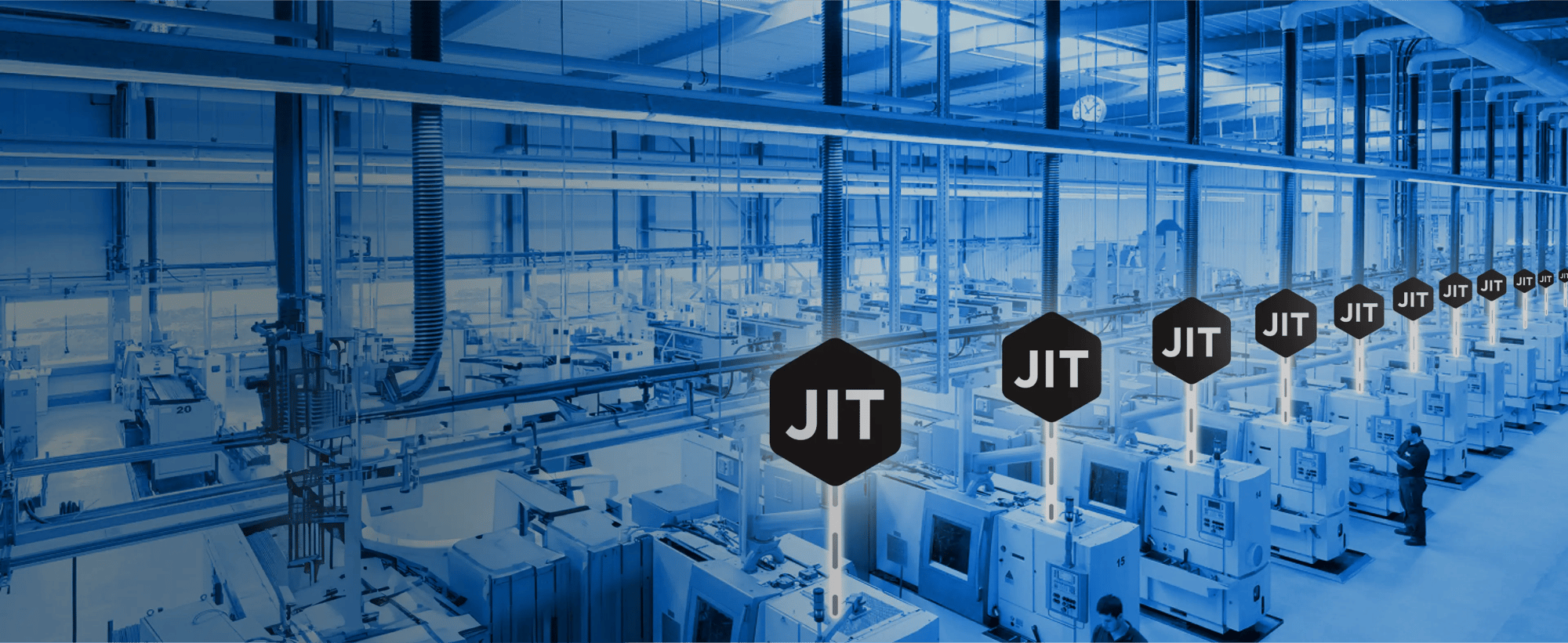 Factory of the future with CNC machines connected to JITbase