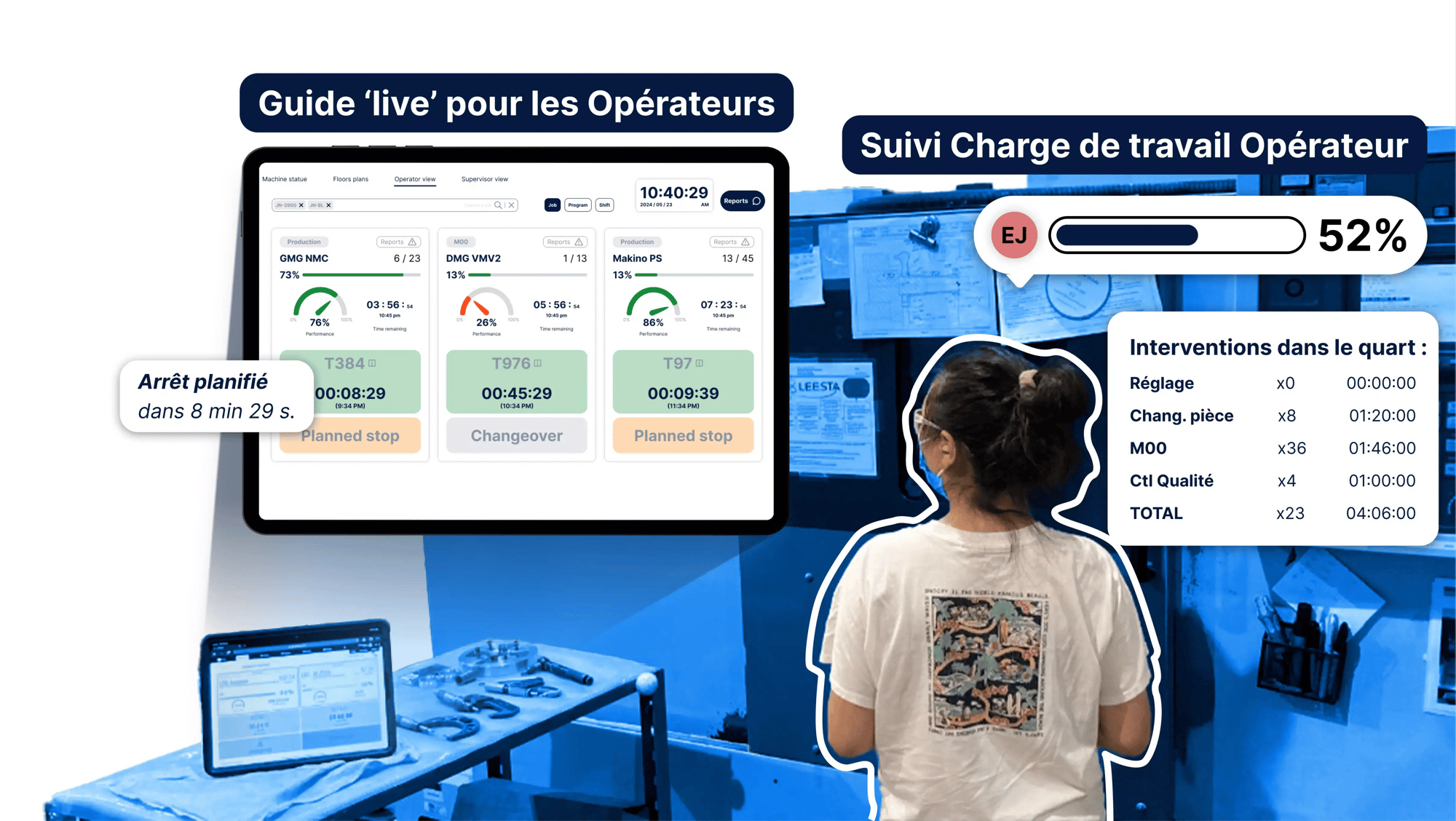 Opératrice sur machine-outil utilisant JITbase