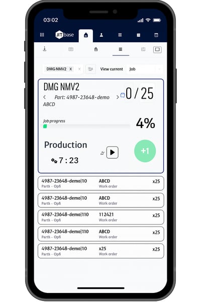 Operator View on smartphone in JITbase